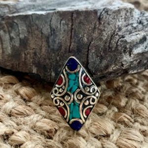 Bohemian Aztec Adjustable Ring Diamond