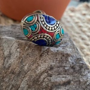 Bohemian Aztec Adjustable Ring Oval