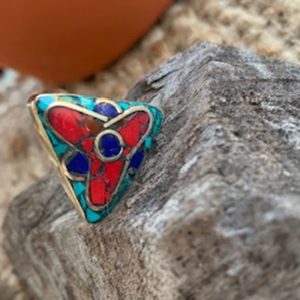 Bohemian Aztec Adjustable Ring triangle