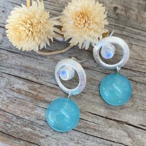 Blue Chalcedony with circled moonstone