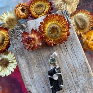 Spiral Black Tourmaline Moldavite