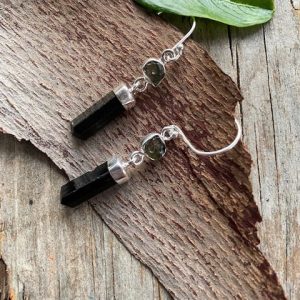 Black Tourmaline Terminators & Moldavite