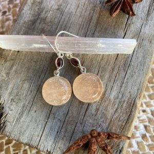peach selenite and garnet dangles