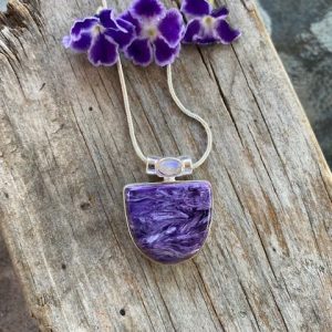 Charoite with Moonstone On Bail