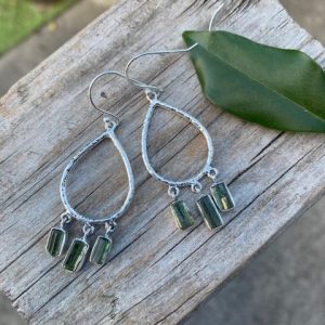 Drops of triple green tourmaline
