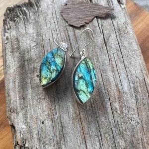 Raw chunky Labradorite earrings