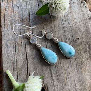 Larimar Earrings With Moonstone